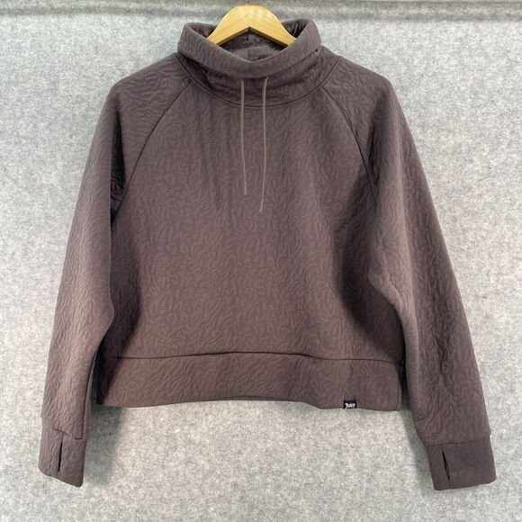 Juicy Couture Sport Jacquard Quilted Funnel Neck Top Pullover Plum Womens Medium - Picture 2 of 9